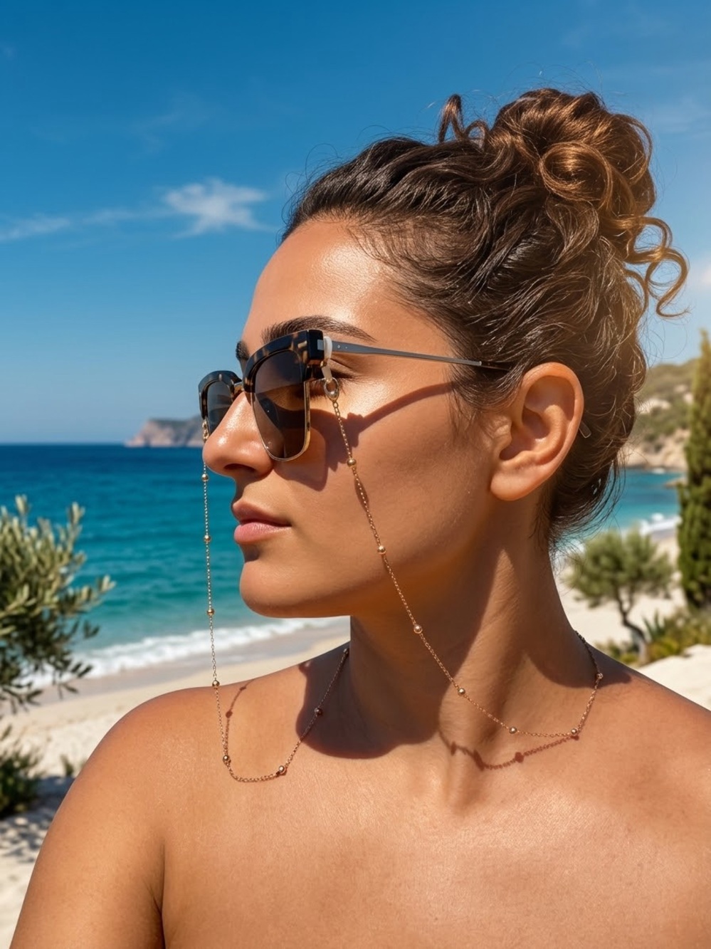 Chic Gold & Pearl Beaded Eyeglass Chain / Sunglasses Strap - Women Accessories
